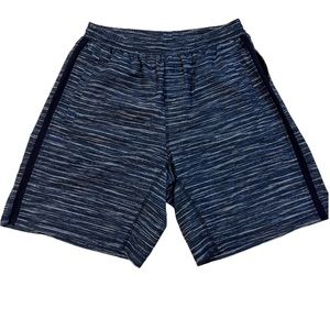 WODLIFE men’s lined athletic workout shorts - blue and black design - Large